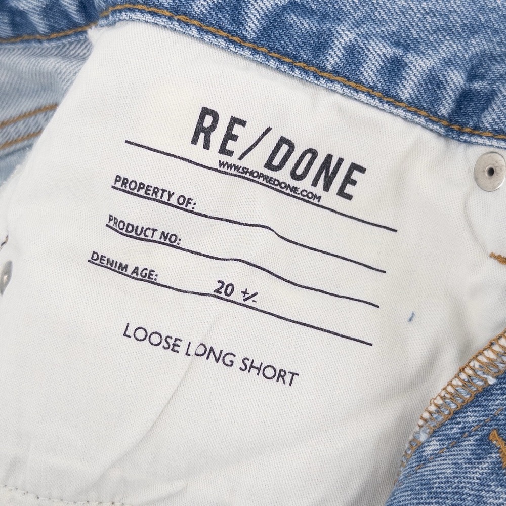 NEW Re/Done‎ Women's 26 Loose Long Short Light Blue Destroyed Ripped Tide Shorts - Picture 6 of 12